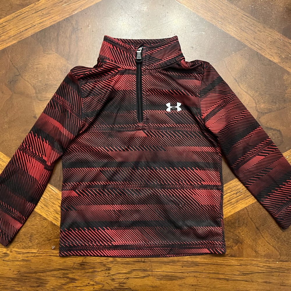 Under Armour Black and Red Striped Quarter-Zip